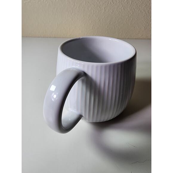 WORLD MARKET White Stripe Ribbed Textured Tea Coffee Mug - Qty 1 - Picture 4 of 8
